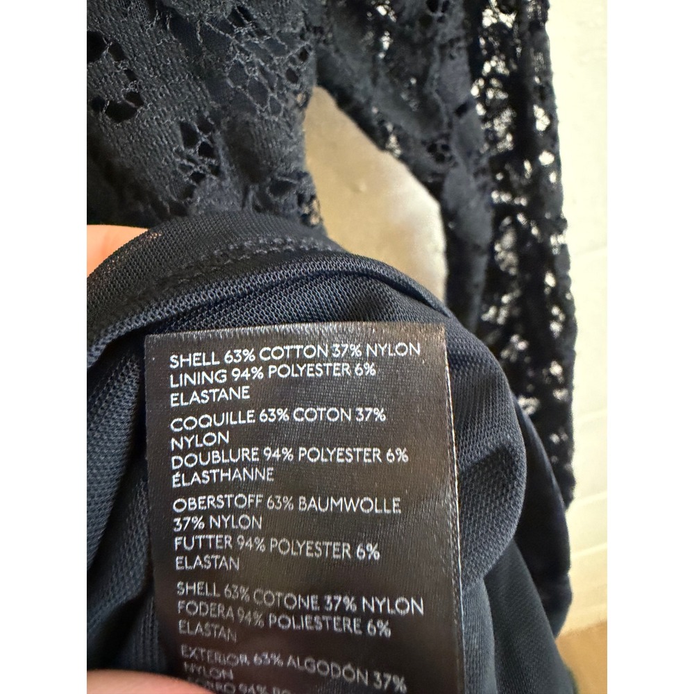 Maeve by Anthropologie Lace Mock Neck Top Women Small Black Shoulder Buttons - Picture 10 of 13